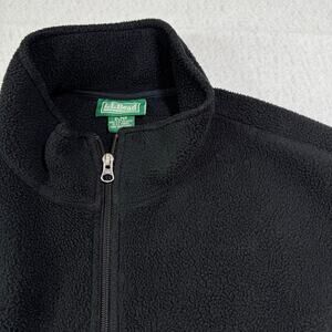 L.L. Bean Men's XL Polartec Fleece Vest Black  Full Zip with Pockets Hiking Golf